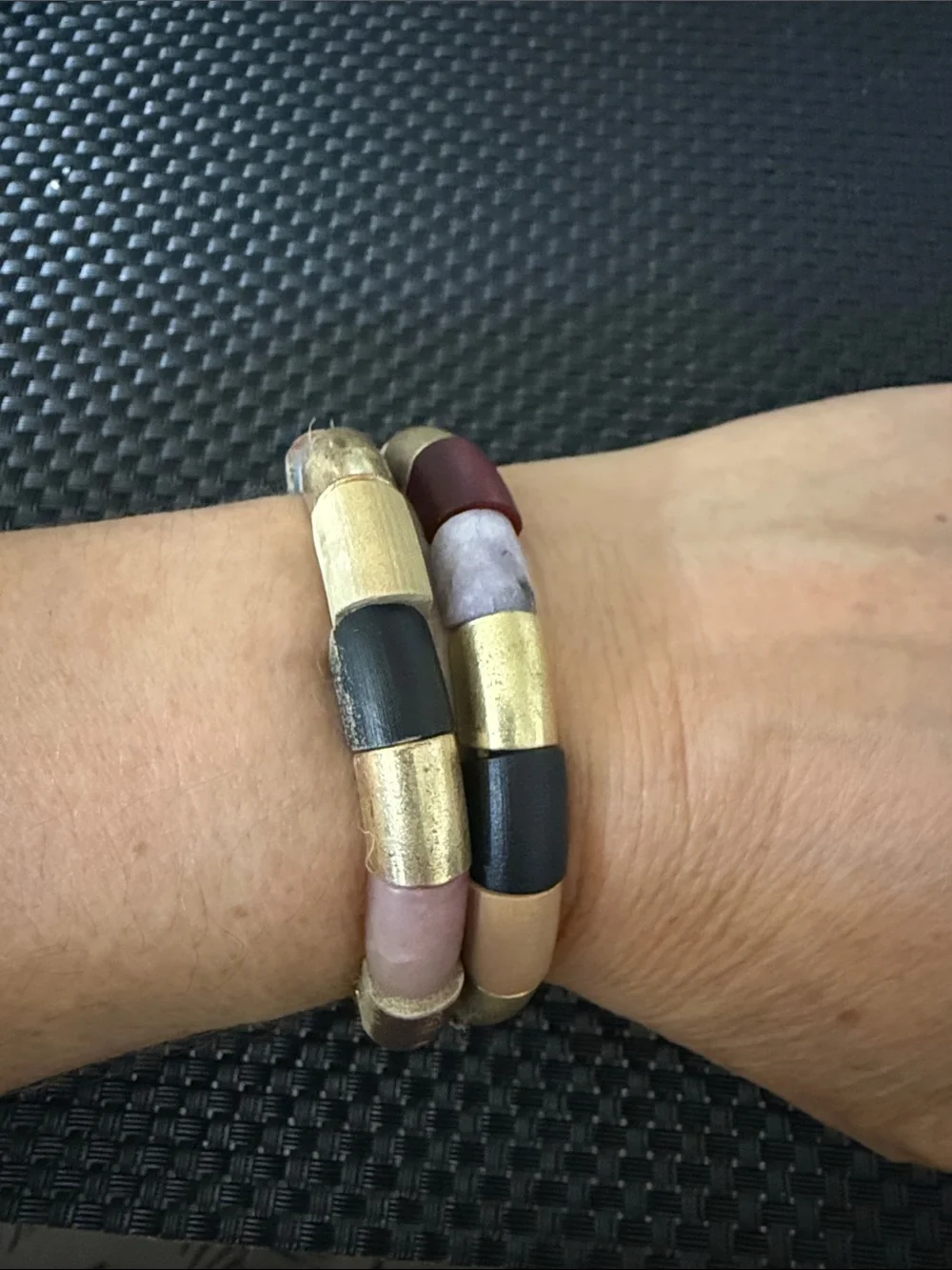 Multicolor Bead and Gold-Tone Stretch Bracelet Set